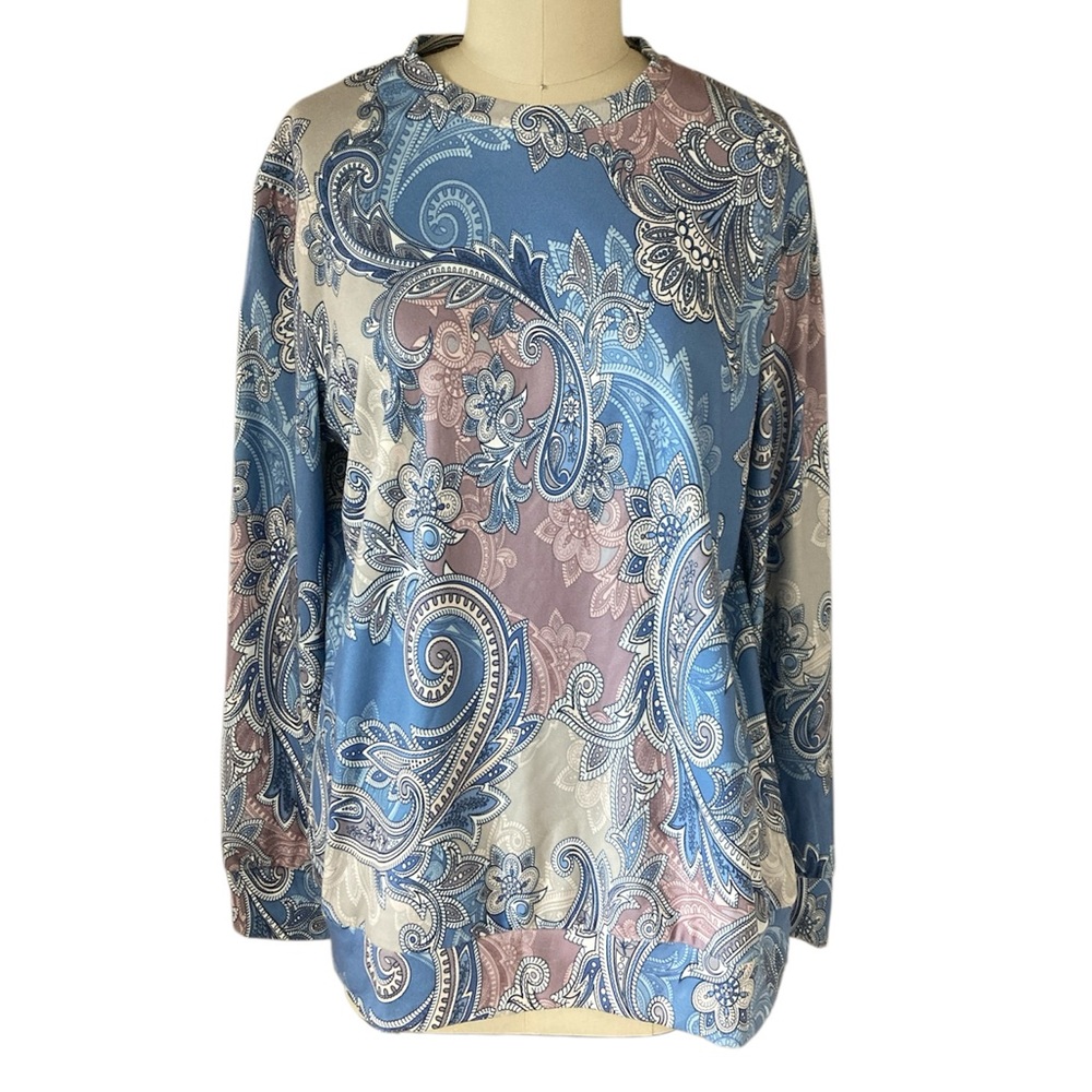 Exclusive Paisley Print Sweatshirt - Blue and Pink, Sz XL